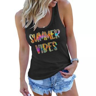 Summer Vibes Tie Dye Leopard Summer Beach Vacation Women Flowy Tank - Thegiftio UK