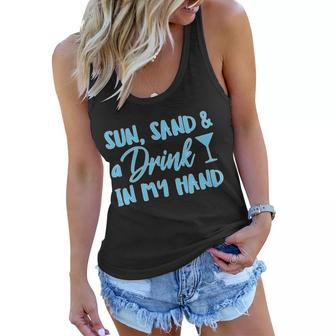 Sun Sand & A Drink In My Hand Graphic Design Printed Casual Daily Basic Women Flowy Tank - Thegiftio UK