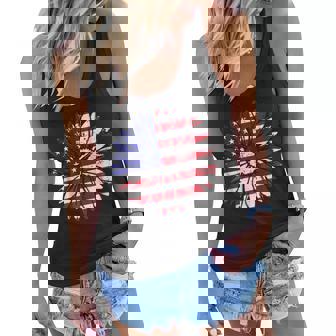 Sunflower 4Th Of July Patriotic American Flag Women Flowy Tank - Thegiftio