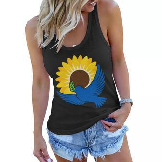Sunflower Peace Dove Stand With Ukraine End The War Tshirt Women Flowy Tank - Monsterry CA