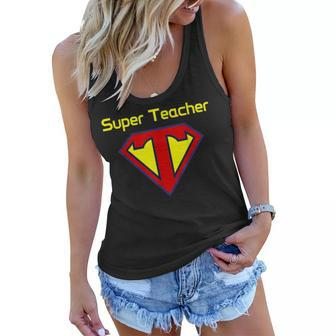 Superteacher Superhero Funny Teacher Gift Women Flowy Tank - Thegiftio UK