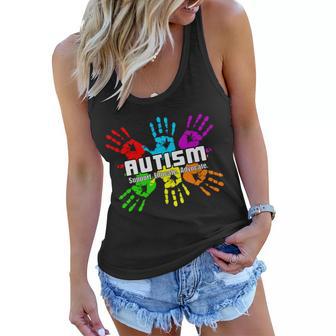 Support Educate Advocate Autism Handprint Tshirt Women Flowy Tank - Monsterry CA