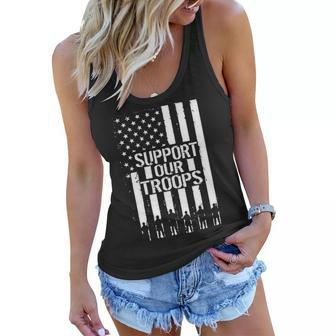 Support Our Troops Distressed American Flag Women Flowy Tank - Monsterry AU