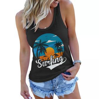 Surfing Summer Sunset Surf Women Flowy Tank - Monsterry