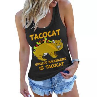 Tacocat Spelled Backwards Funny Cat Tshirt Women Flowy Tank - Monsterry