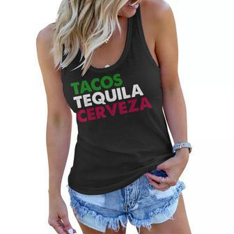 Tacos Tequila Cerveza Funny Taco Beer Lover Cinco De Mayo Women Flowy Tank - Thegiftio UK