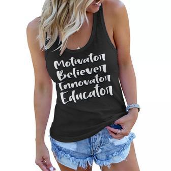 Teacher Motivator Believer Innovator Educator School V2 Women Flowy Tank - Thegiftio