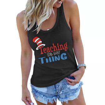 Teaching Is My Things Dr Teacher Red And White Stripe Hat Women Flowy Tank - Seseable