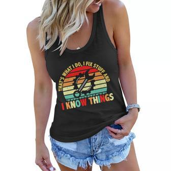 That What I Do I Fix Stuff I Know Things Vintage Mechanic Women Flowy Tank - Monsterry
