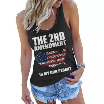 The 2Nd Amendment Is My Gun Permit American Gun Flag Tshirt Women Flowy Tank - Monsterry CA