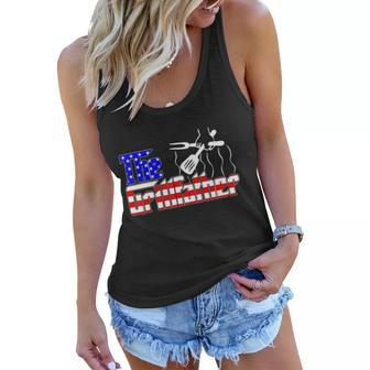 The Grillfather 4Th Of July Funny Grilling Bbq American Dad Women Flowy Tank - Monsterry