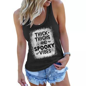 Thick Thigh And Spooky Vibes Happy Halloween Scary Bleached Women Flowy Tank - Seseable