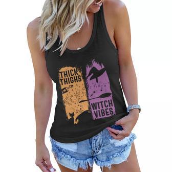 Thick Thighs Witch Vibes Halloween Quote Women Flowy Tank - Monsterry UK