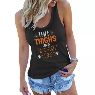 Thick Thights And Spooky Vibes Halloween Night Party Women Flowy Tank - Seseable