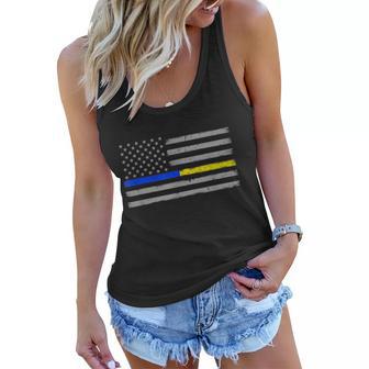 Thin Blue Gold Line 911 Police Dispatcher Women Flowy Tank - Monsterry CA