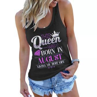 This Queen Was Born In August Living My Best Life T-Shirt Graphic Design Printed Casual Daily Basic Women Flowy Tank - Thegiftio UK
