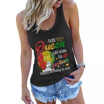 This Queen Was Born On Juneteenth Happy Birthday To Me Black Graphic Design Printed Casual Daily Basic Women Flowy Tank - Thegiftio UK