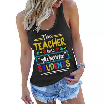 This Teacher Has Awesome Students Puzzle Autism Awareness Women Flowy Tank - Seseable