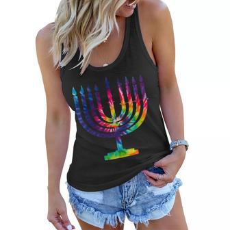 Tie Dye Menorah Hanukkah Chanukah Women Flowy Tank - Monsterry DE