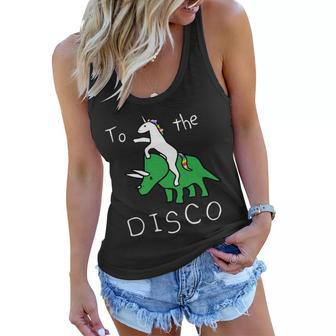 To The Disco Magical Unicorn Dinosaur Retro 80S Party Women Flowy Tank - Monsterry