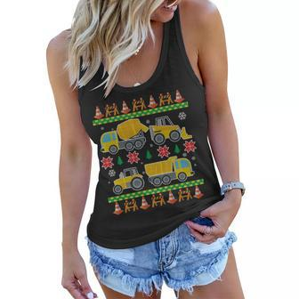 Tractors And Bulldozers Ugly Christmas Sweater Tshirt Women Flowy Tank - Monsterry UK
