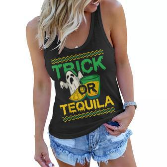 Trick Or Tequila Drunken Ghost Halloween Women Flowy Tank - Seseable