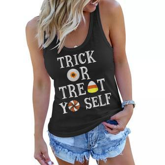 Trick Or Treat Yo Self Funny Halloween Kids Women Flowy Tank - Seseable