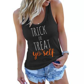 Trick Or Treat Yoself Funny Halloween Women Flowy Tank - Seseable