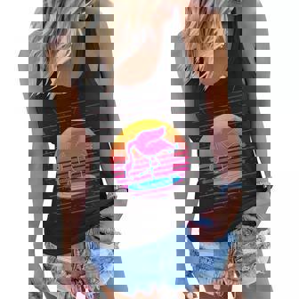 Tropical Flamingo Vaporwave 80S Synthwave Summer Vaporwave Women Flowy Tank - Thegiftio
