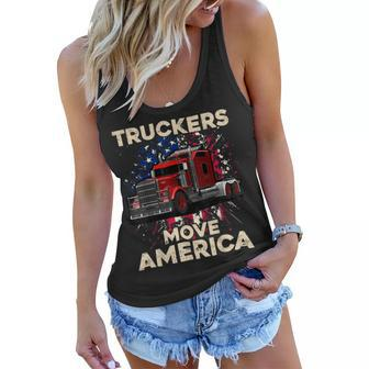 Trucker Truck Driver Trucker American Flag Truck Driver Women Flowy Tank - Seseable
