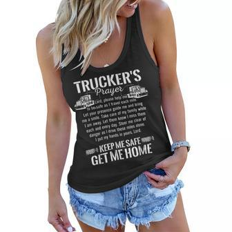 Trucker Trucker Prayer Keep Me Safe Get Me Home Truck Driver T Shirt Women Flowy Tank - Seseable