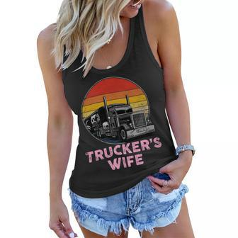 Trucker Truckers Wife Retro Truck Driver Women Flowy Tank - Seseable