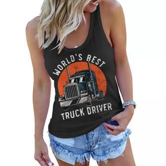 Trucker Worlds Best Truck Driver Trailer Truck Trucker Vehicle Women Flowy Tank - Seseable