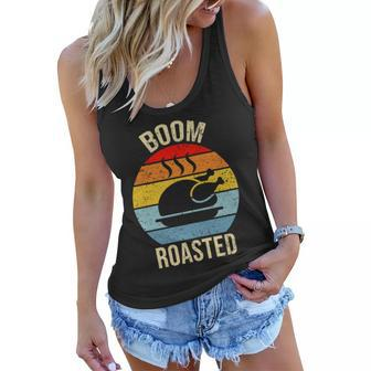 Turkey Boom Roasted Vintage Funny Holiday Women Flowy Tank - Monsterry
