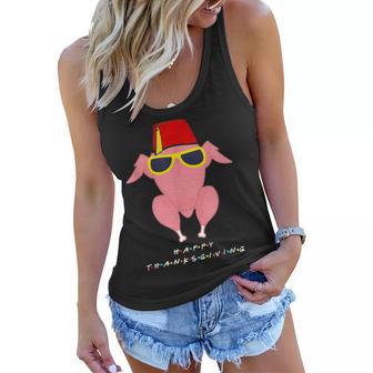 Turkey Head Happy Thanksgiving For Friends Women Flowy Tank - Thegiftio UK