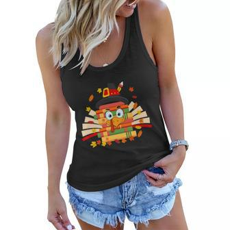 Turkey Reader Thanksgiving Librarian Funny Thanksgiving Book Lover Graphic Design Printed Casual Daily Basic Women Flowy Tank - Thegiftio UK