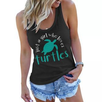 Turtle For Girls Who Love Turtles Gift Diving Present Women Flowy Tank - Thegiftio UK