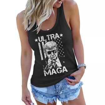 Ultra Maga Donald Trump Usa Flag Tshirt Women Flowy Tank - Monsterry