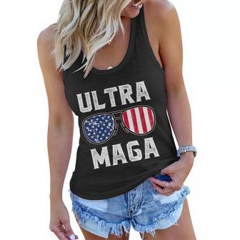 Ultra Maga Sunglasses American Flag Funny Anti Biden Tshirt Women Flowy Tank - Monsterry CA