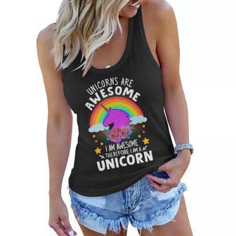 Unicorns Are Awesome I Am Awesome Therefore I Am A Unicorn Women Flowy Tank - Monsterry AU