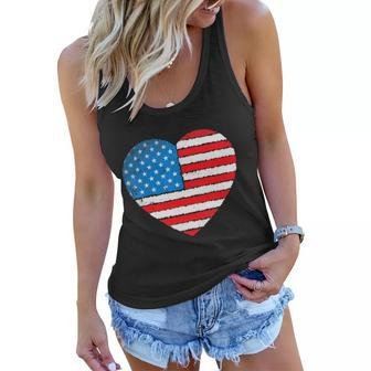 Us American Flag Heart For Independence Day On 4Th Of July Women Flowy Tank - Monsterry