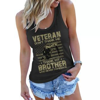 Us Veteran Dont Thank Me Thank My Brother Graphic Design Printed Casual Daily Basic Women Flowy Tank - Thegiftio UK