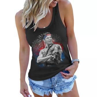 Usa Fireworks Patriotic Ronald Reagan Women Flowy Tank - Monsterry DE