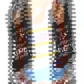 Usa Navy Veteran Retired Not Expired Graphic Design Printed Casual Daily Basic Women Flowy Tank - Thegiftio UK
