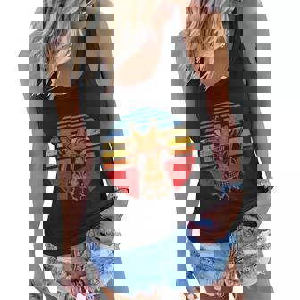 Vintage Giraffe With Sunglasses Cool Safari Animal Gift Women Flowy Tank - Thegiftio