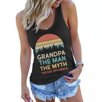 Vintage Grandpa Man Myth The Bad Influence Tshirt Women Flowy Tank - Monsterry CA