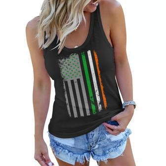 Vintage Irish American Flag Tshirt Women Flowy Tank - Monsterry DE