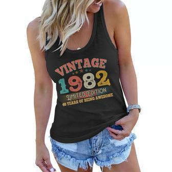 Vintage Limited Edition 1982 40 Years Of Being Awesome Birthday Graphic Design Printed Casual Daily Basic Women Flowy Tank