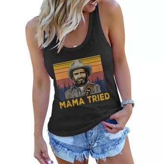 Vintage Mama Tried Country Music Funny Merle Tee Haggard Gift Tshirt Women Flowy Tank - Monsterry AU