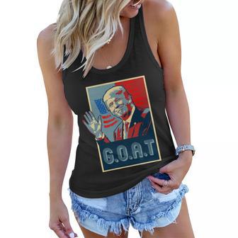 Vintage Pop Art Usa Flag Gift Goat Gift Donald Trump Great Gift Women Flowy Tank - Monsterry